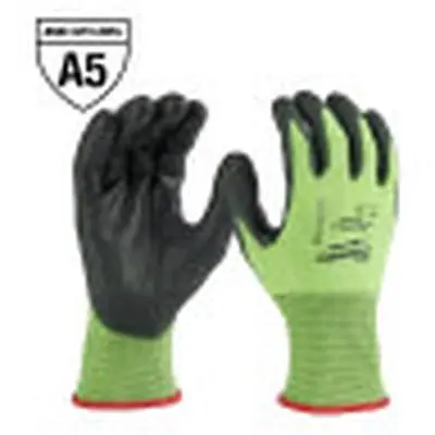 Milwaukee 48-73-8951 Cut 5 High Visibility Polyurethane Dipped Gloves - M