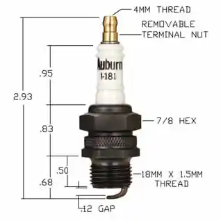Auburn CS12996 I-181 Aub Spark Plug 18mm