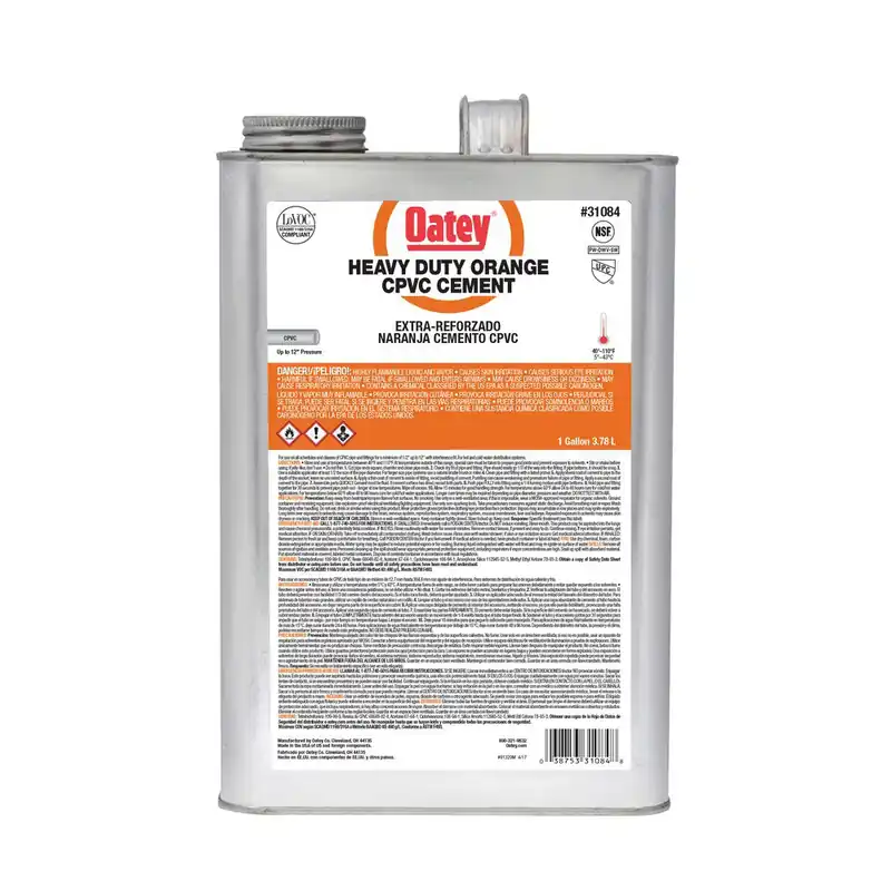 CHERNE 31084 Oatey Heavy Duty Low VOC Viscosity CPVC Solvent Cement 1 gal Container Replacement 31084