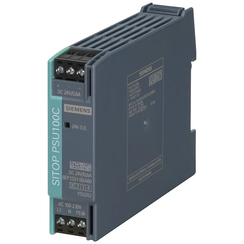 Siemens 6EP1331-5BA00 SITOP PSU100C 24 V/0.6 A Stabilized Power Supply Input AC 100-230 V Output DC 24 V/0.6 A