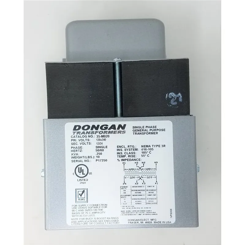 Dongan 35-M020 240-120X24 250Va Wall Mt Transformer