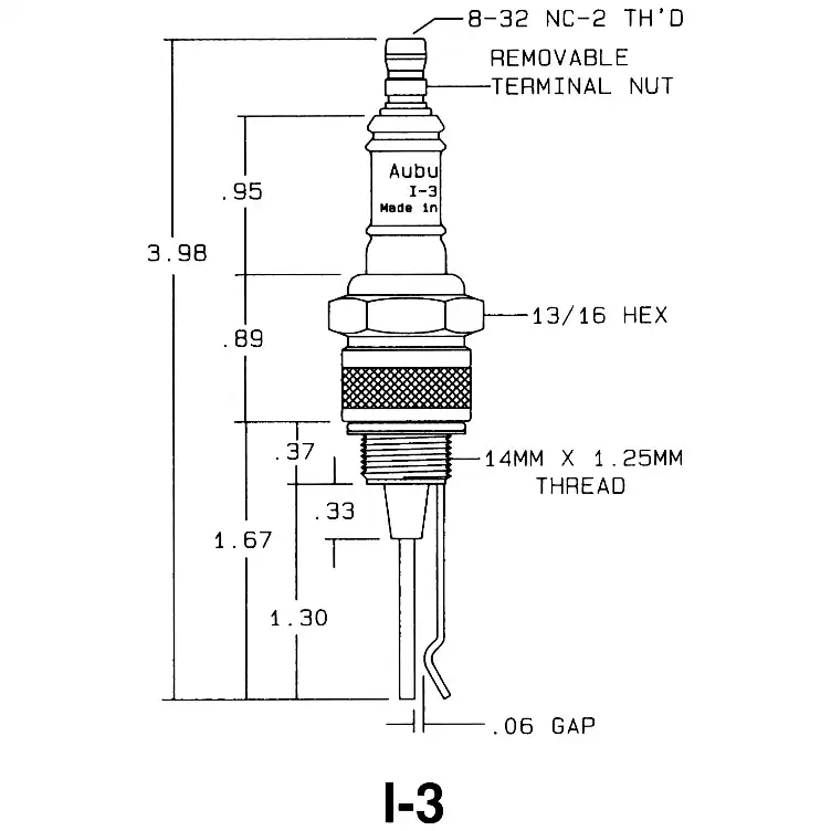 Auburn CS12987 I-3 Spark Plug Elc Aub 1-3