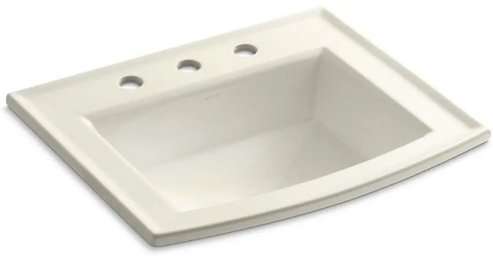 Kohler 2356-8-96 Archer 22-5/8 x 19-7/16 in. Rectangular Drop-in Bathroom Sink in Biscuit