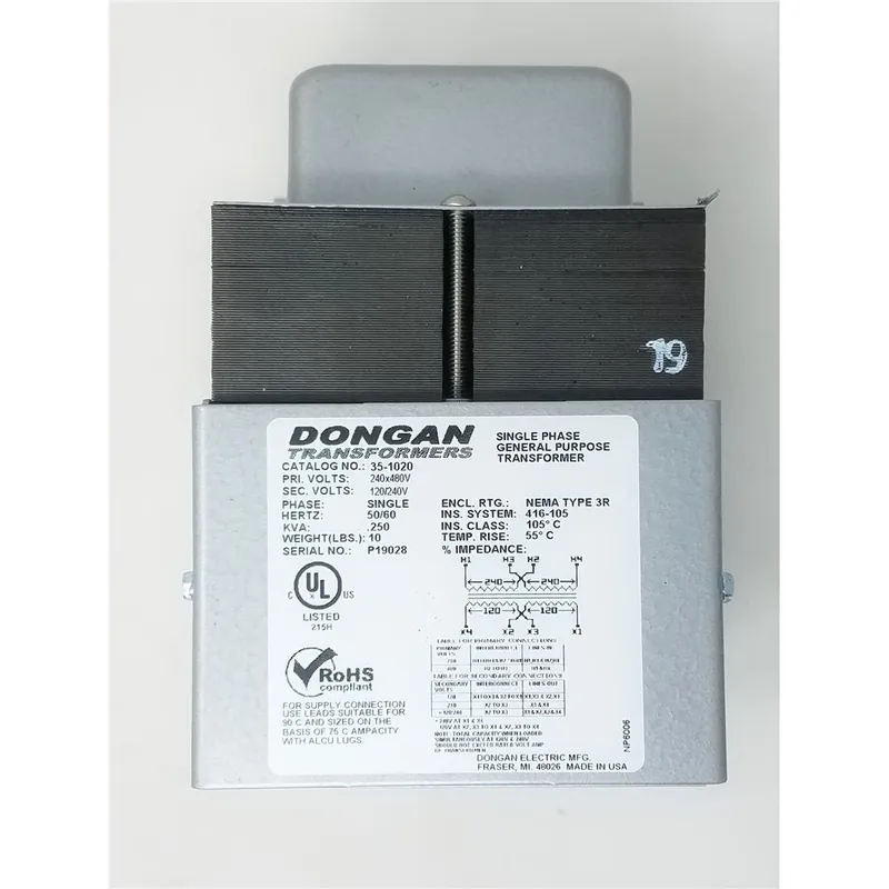 Dongan 35-1020 240-480X120-240 250Va Wall Transformer