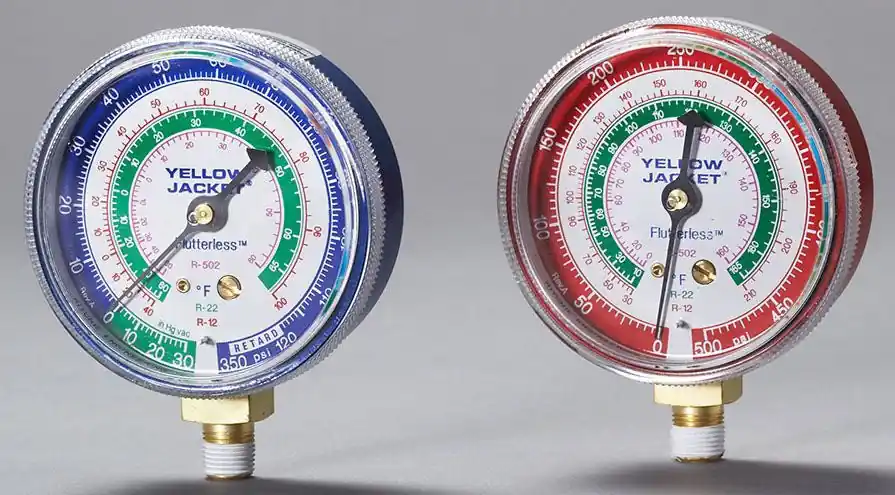 RITCHIE ENGINEERING 49036 Manifold Pressure Gauge 1/8 MPT 2-1/2 Blue Compound Dial