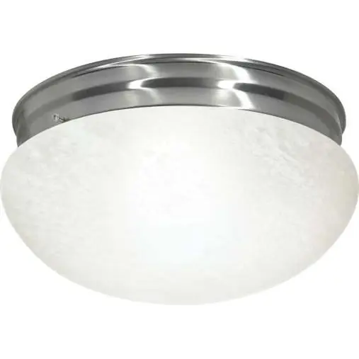 SATCO 76-677 Nuvo 2-Lights 12-in Close-To-Ceiling Flush Mount Ceiling Light with Large Alabaster Mushroom