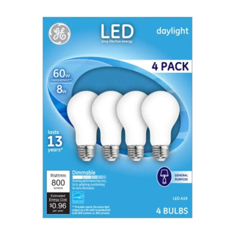 True Value 93098314 GE4PK 8W DAY A19 BULB EA