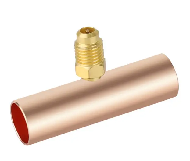 NAVAC F1009 Slip Fit Copper Braze Tee, 1-1/8 in Nominal, ODS End Style, Copper/Brass