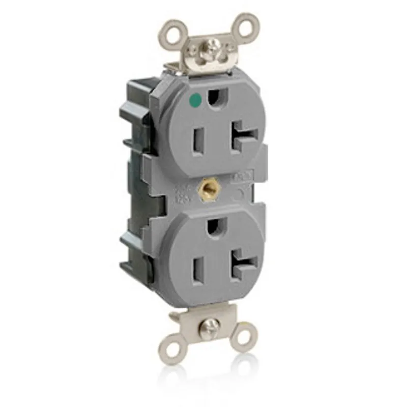 Leviton MT830-GY 15 Amp, 125 Volt, Modular Duplex Receptacle, Narrow Body, Tamper Resistant, Hospital Grade