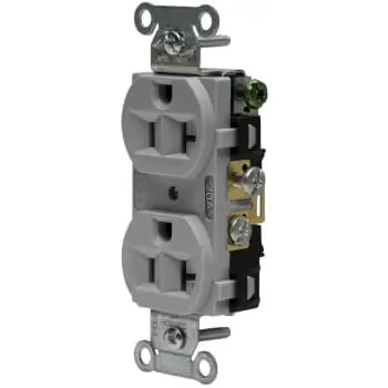Wiring Device-Kellems 5362AG HWD 1-Phase Duplex Heavy Duty Self-Grounding Standard Straight Blade Receptacle