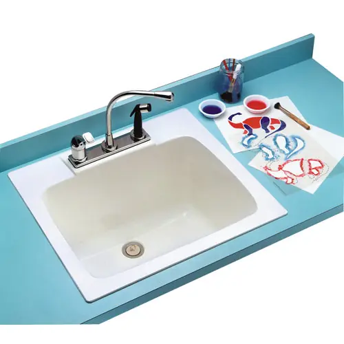 E L Mustee and Sons MU10BI Mustee Durastone 10 Molded Fiberglass Self-Rimming Countertop Utility Sink, 22 inch x 25 inch x 13-3/4 inch