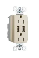 Pass & Seymour TR5262USBI FED SPEC GRADE USB CHARGER W/ TAMPER RESIST,15AMP DUPLEX RECEPTACLE, IVORY