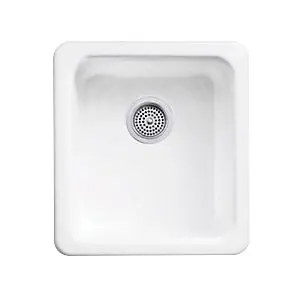 Kohler K-6584-0 Iron/Tones Enameled Cast Iron Undermount Kitchen Sink, 17 inch x 18-3/4 inch, White