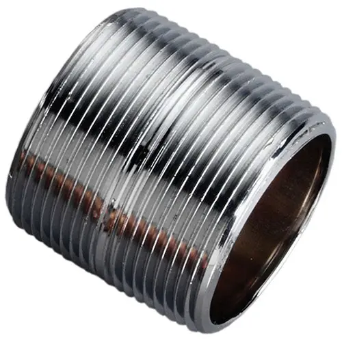 Merit Brass 3008-001 SCH 40 Chrome-Plated Red Brass Seamless Nipple 1/2 in x Close MNPT