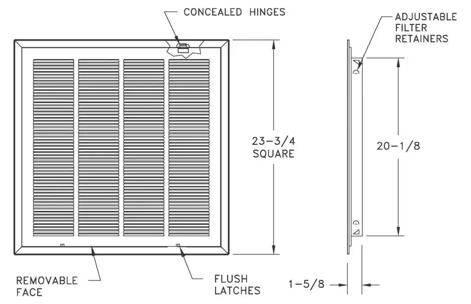 AirMate TB170FF 48X24-W T-Bar Return Air Filter Grille