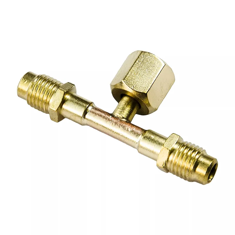 BesTech BT9602 Tee Connector for HVAC Maintenance - 1/4 Male Flare with Valve Core and Depressor Tip