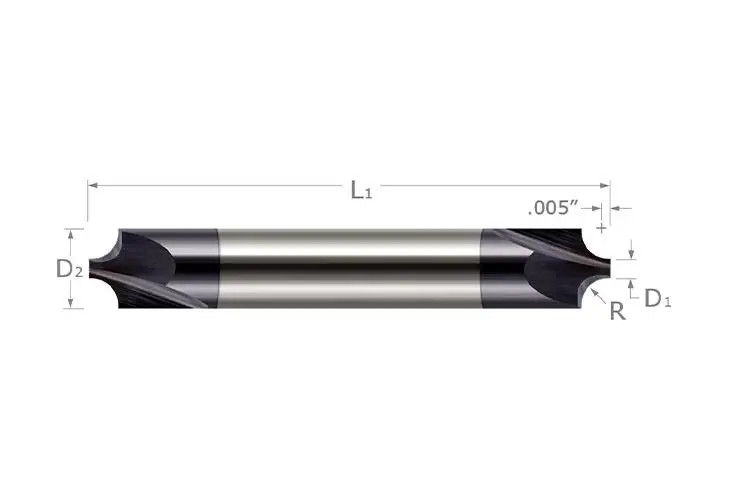 Harvey Tool 46187-C3 HAR 3/16R 7/16x2.1/2 2F D/E CARB/ALTIN CORN RD MILL .060 TIP