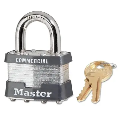 Master Lock 1KA2072 Padlock Steel 1-3/4 Laminated 15/16 Shackle