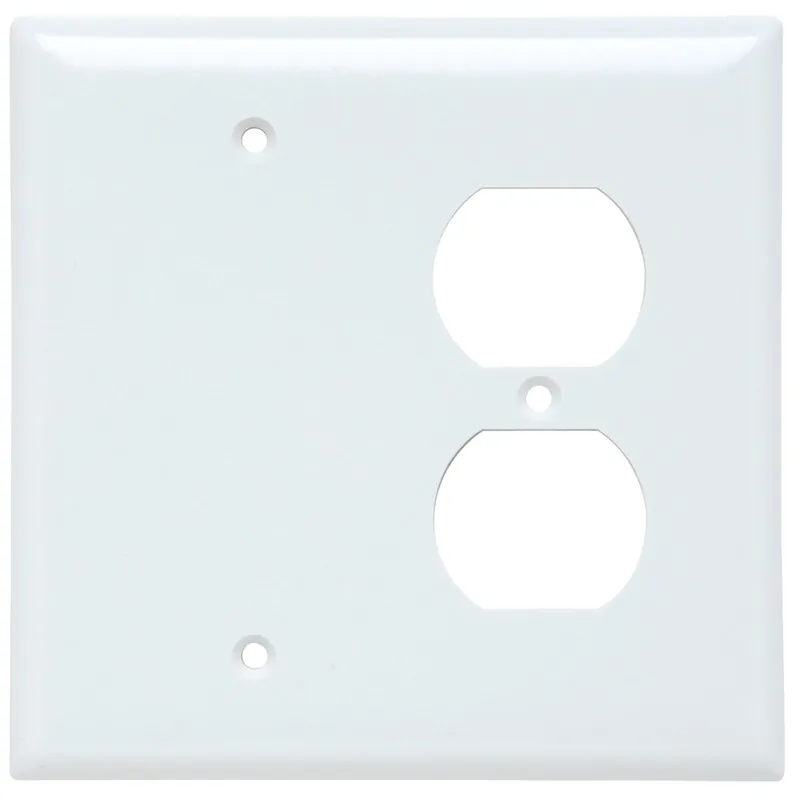 Legrand SPJ138-W 2-Gang 1-Blank 1-Duplex White Smooth Thermoset Plastic Junior-Jumbo Combination Wallplate