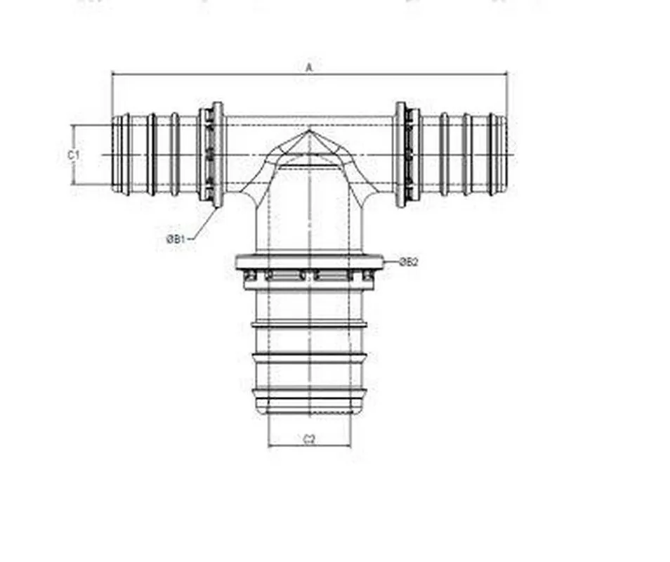 REHAU 104854-001 1/2 x 1/2 x 3/4 in. Plastic PEX Everloc+ Bullhead Tee