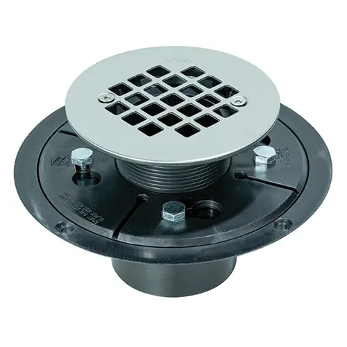 IPS Corporation 63608 Low Profile Round PVC Floor/Shower Drain With Reversible Clamping Ring, 2 inch or 3 inch, Solvent Weld