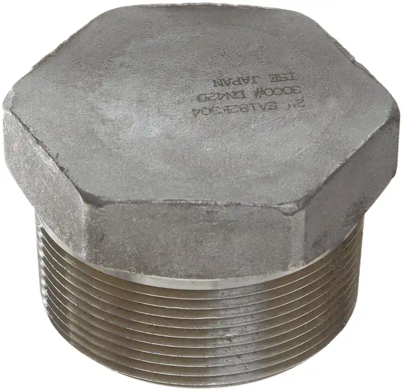 Merit Brass 417BH-08 Stainless Steel 304 Pipe Fitting Hex Head Plug Class 1000 0.5 Inch