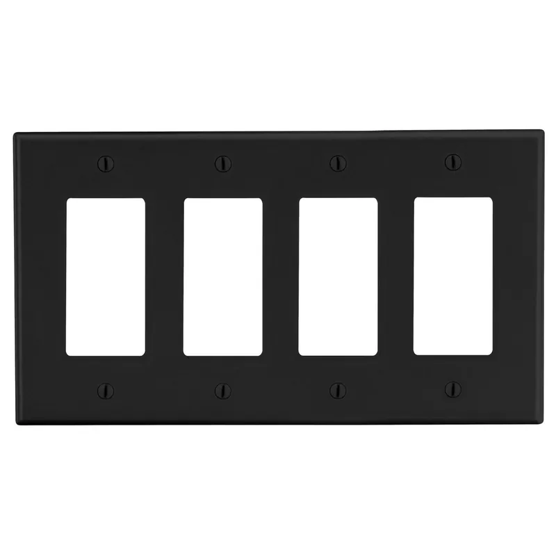 Hubbell Wiring Device-Kellems P264BK HWDK P264BK WALLPLATE, 4-G, 4) DEC