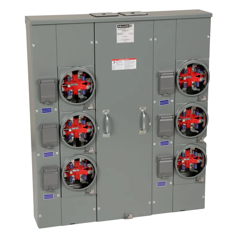 Square D MPH66125 120/240 VAC 125 Amp 1-Phase 3-Wire 6-Position NEMA 3R Ringless Meter Center