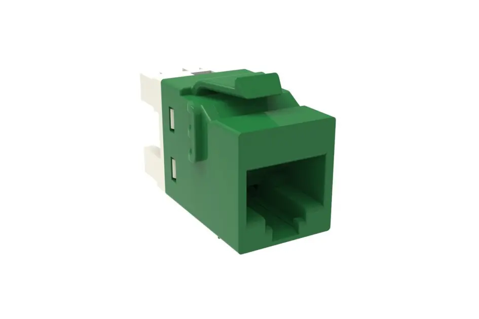 COMMSCOPE UNIPRISE SOLUTIONS 760237653 Copper Jack Cat 6 Commercial UNIPRISE UKJ KEYSTONE MOD RJ45 JACK CAT 6 UTP W/OUT DUST CVR GREEN 760237653
