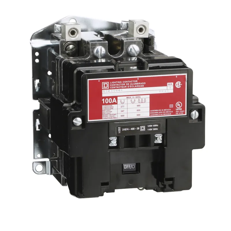 Square D 8903SQO1V02 110/120 VAC 100 Amp 2-Pole Open Type Electrically Held Lighting Contactor