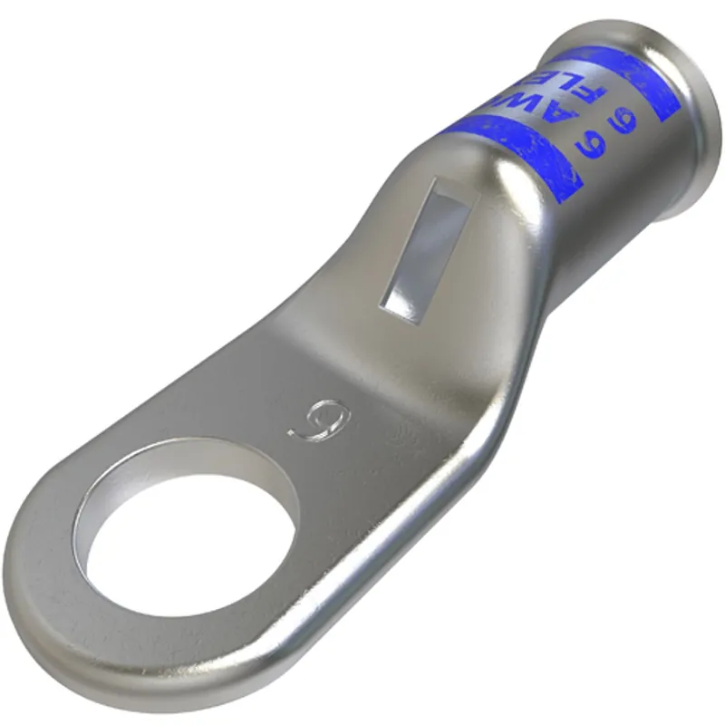ILSCO CCL-6-14 Copper Compression Lug Conductor Size 6 1 Hole 1/4 in Bolt Size Standard Barrel