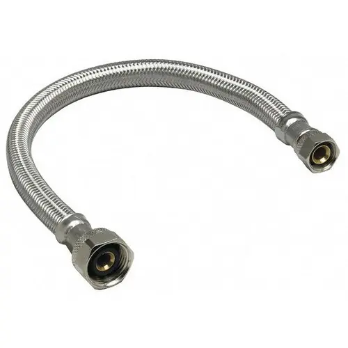 SPS Approved Vendor 3830BSS 3/8 Inch Compression x 1/2 Inch FIP Braided Faucet Connector, 30 Inch Length