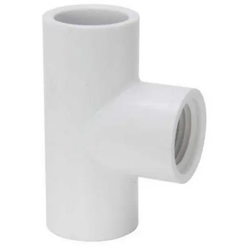 Charlotte Pipe and Foundry PVFTF 3/4 inch SCH 40 PVC Threaded Tee, Socket x Socket x FIP