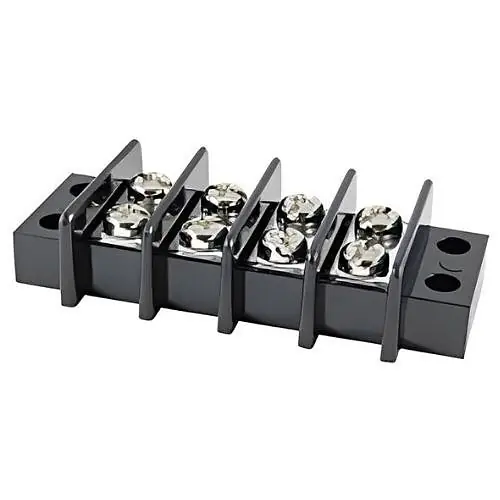 NTE Electronics 25-B600-04 Terminal Block Barrier Dual Row 4 Pole 11.00mm Pitch 300V 25A Panel Mount 22-12awg Wire Range