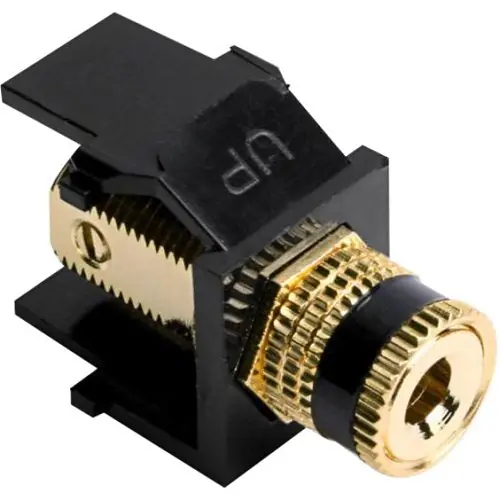 Leviton 40833-BEE QuickPort Binding Post Coupler, Black Stripe, Black Housing
