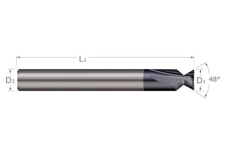 Harvey Tool 23835-C3 O-Ring Dovetail Cutter 0.3620 in Diameter 3/8 in Shank 48 deg Angle