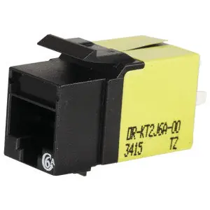 ORTRONICS KT2J6A-00 Category 6A Keystone Jack, Lacing Cap Termination, Black