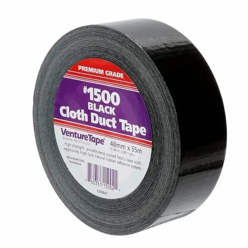 3M 1500BN Venture Tape 1500 Polyethylene Cloth Duct Tape, 2 inch x 60 yd, Black