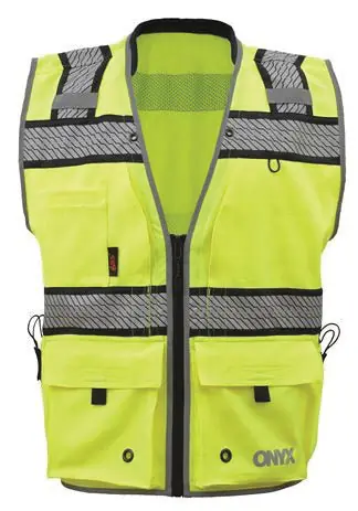 GSS 1511M Onyx Series Medium Lime 6 Pocket Ripstop Surveyor Vest