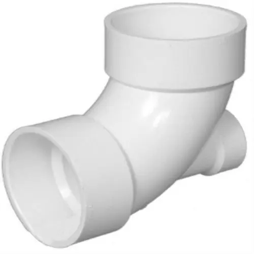Charlotte Pipe and Foundry PVC3033.2 3 inch 90 Deg PVC DWV Elbow with 2 inch Low Heel Inlet Hub x Hub