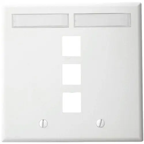 Leviton 42080-3WP QuickPort Dual-Gang Wall Plate 3-Port White