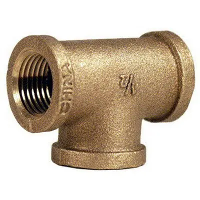 SPS Approved Vendor BRTDLF 1/2 inch 125# Rough Brass Tee, Lead Free, FIP x FIP x FIP