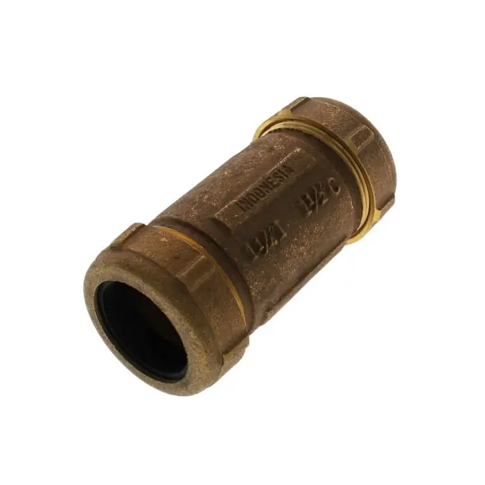Matco V 450L06LF 1-1/4 IPS (1-1/2 CTS) Brass Compression Coupling Long (Lead Free)