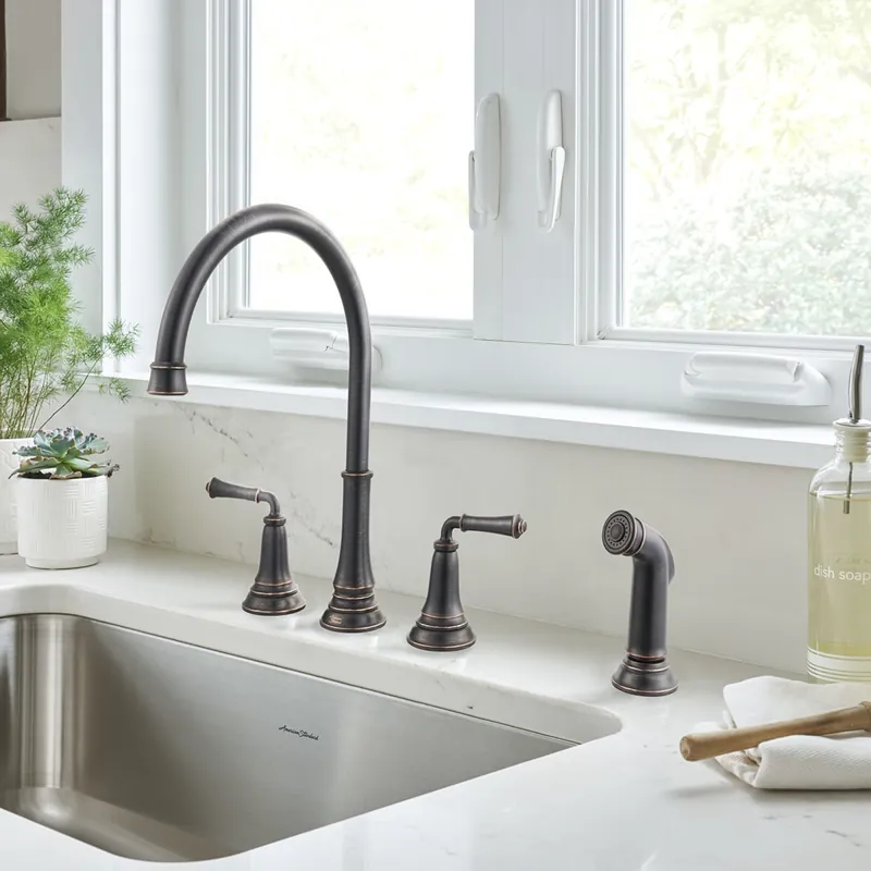 American Standard 4279701.278 Delancey 2-Handle Widespread Kitchen Faucet 1.5 gpm/5.7 L/min With Side Spray in Legacy Bronze
