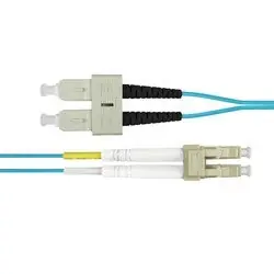 COMPULINK LCCSCCPOM4D2 OM4 Fiber Optic Jumper Cable, 2 Fibers, LC - SC Duplex, OFNR, Aqua, 2 Meter