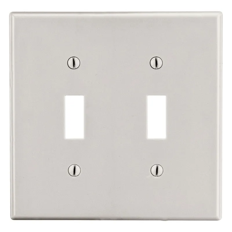 Hubbell Premise Wiring P2LA Wallplate 2-Gang 2-Toggle Light Almond