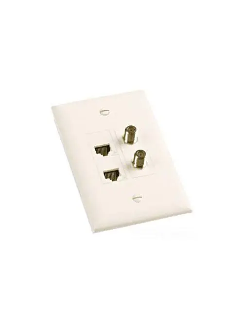 Pass & Seymour TPD4LA 1-Gang 4-Port Light Almond Data Communication Wallplate