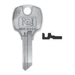 National Cabinet Lock D8787 Lock Key Blank, Pass Key, D, 6-Disc Tumbler, Brass
