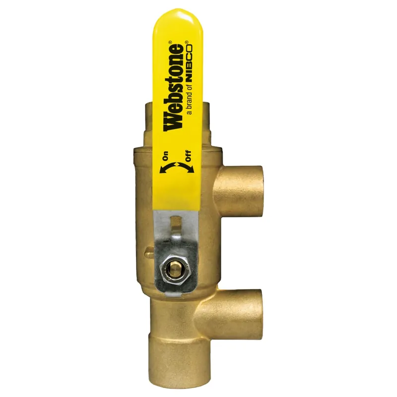 Webstone H-58654 1-1/4 x 1 SWT Non-Potable Pro-Pal Primary/Secondary Loop Purge Tee Full Port Forged Brass Ball Valve