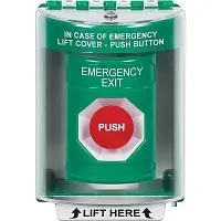 Safety Technology International SS2184EX-EN Stopper Station, EMERGENCY EXIT Label, Indoor/Outdoor, Green